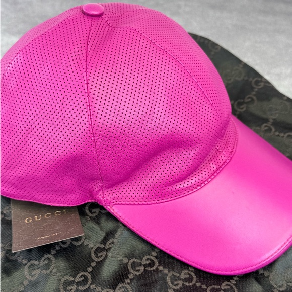 Gucci Fuchsia Lambskin Leather Pink Hat NWT - Picture 11 of 12